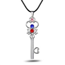 SAILOR MOON NECKLACE Space Time Key Pendant Silver Color with Cord Anime... - £7.15 GBP