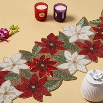 Cotton Table Runner Occasional Decoration Red Multi Flowers, Medium13 X ... - £38.36 GBP