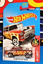 Hot Wheels 2017 HW Flames Series #12 &#39;55 Chevy Bel Air Gasser Satin Red w/ 5SPs - £7.78 GBP