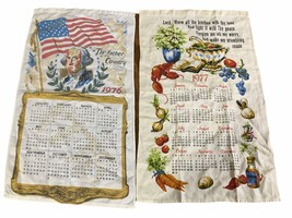 Vintage Kitchen Calendars Cloth 1976 Father of Country Bicentennial 1977 Hanging - £25.01 GBP