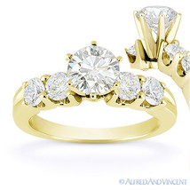 Round Cut Moissanite 14k Yellow Gold 5 Five-Stone Open U-Prong Engagement Ring - £782.92 GBP+