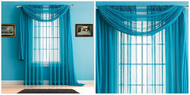 16&quot; Long Sheer Curtain Valance Window / Scarf Great Value - Blue - P02 - £21.84 GBP