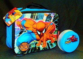 Amazing SPIDER-MAN Marvel Snack Container &amp; Insulated Lunch Tote Box Set Nwt - £10.72 GBP