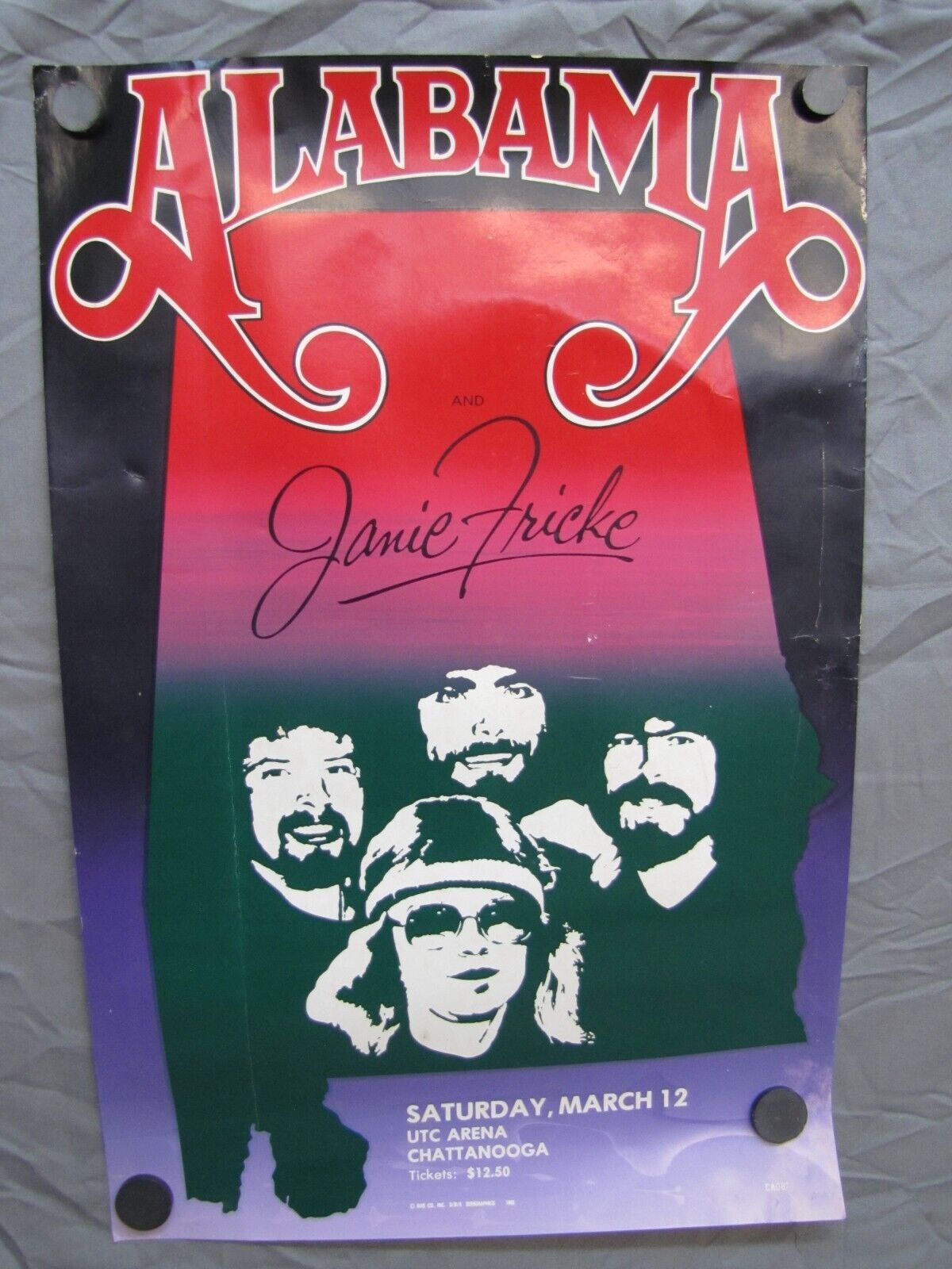 Original 1980&#39;s Alabama Tour Poster with Janie Fricke - $49.49