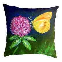 Betsy Drake Sulphur Butterfly &amp; Clover Large Noncorded Pillow 18x18 - £31.13 GBP