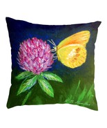 Betsy Drake Sulphur Butterfly &amp; Clover Large Noncorded Pillow 18x18 - £31.15 GBP