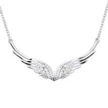 925 Sterling Silver Wing of Angel Necklace Hollow 18k Gold Color Feather Pendant - £30.18 GBP