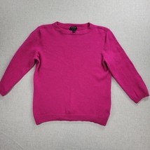 Talbots Womens Sweater Size M Pink Pure Cashmere 3/4 Sleeve Crewneck Pullover - $36.22