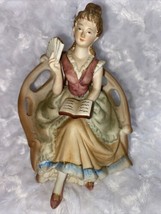 Lefton China Hand Painted Seated Lady With Book And Fan Marked Lefton KW3826 - £22.76 GBP