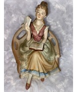 Lefton China Hand Painted Seated Lady With Book And Fan Marked Lefton KW... - $28.04