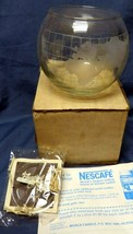 Vintage Nestle Nescafe Coffee World Globe Floating Candle Glass Etched Map,Box - £18.15 GBP