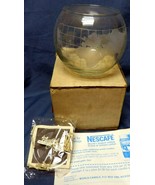 VINTAGE NESTLE NESCAFE COFFEE WORLD GLOBE FLOATING CANDLE GLASS ETCHED M... - £18.04 GBP