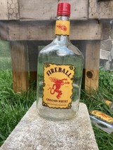 Empty Fireball Cinnamon Whiskey Glass Bottle Handle Jug 1.75 Liter - £14.24 GBP