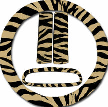 Steering wheel cover, seat belt covers &amp; rear view mirror cover  Tan Zebra - €16,91 EUR