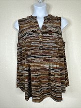 NWT Cocomo Womens Plus Size 2X Brown Striped Studded V-neck Top Sleeveless - £22.20 GBP