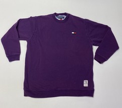 Tommy Hilfiger Mens L Purple Pullover Crew Neck Swea tshirt Vintage Flag... - $19.60