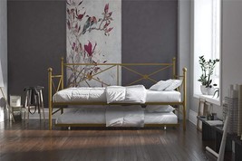 Twin Size Sofa Bed Frame, Gold, Dhp Lina Metal Daybed With Trundle. - £335.46 GBP
