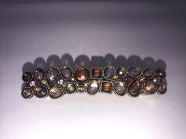 MULTI COLOR BROWN LUCITE JEWELED METAL HAIR BARRETTE - $7.98