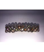 MULTI COLOR BROWN LUCITE JEWELED METAL HAIR BARRETTE - $7.98
