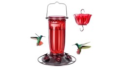 Glass Hummingbird Feeder, Wild Bird Feeder, Hanging Feeder for Garden Yard - £30.93 GBP