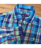 Polo Ralph Lauren Button Up Blue Relaxed Fit Light Weight Flannel READ SIZE - $21.51