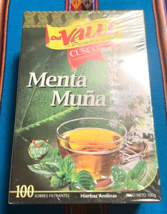 Del Valle Premiun Menta MUÑA 100 Tea Bag Box 100% Natural Made in Cusco ... - $21.98