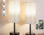 Bedside Lamp for Bedroom Set of 2 Grey - Nightstand Table Lamp with USB ... - £39.61 GBP
