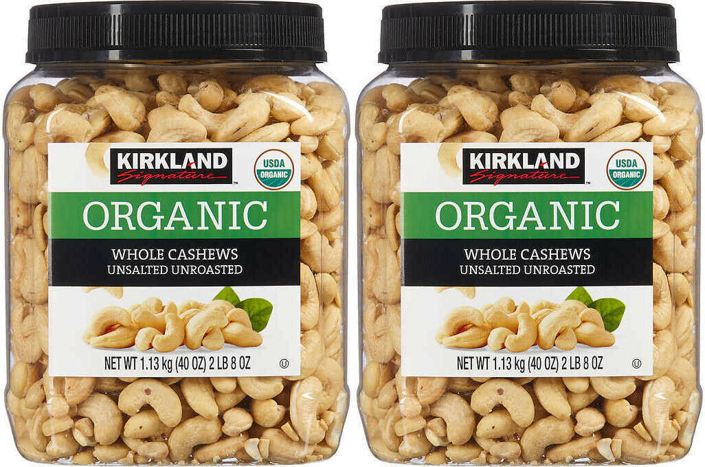 Primary image for 2 PACK  KIRKLAND SIGNATURE ORGANIC UNSALTED UNROASTED WHOLE CASHEWS 2.5 LB EACH 