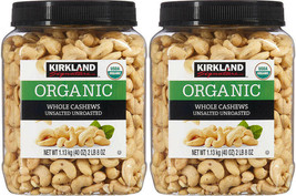 2 Pack Kirkland Signature Organic Unsalted Unroasted Whole Cashews 2.5 Lb Each - £54.60 GBP