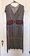 Cato Brown and Blue Dress with Belt Detail Size L - $20.10