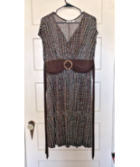 Cato Brown and Blue Dress with Belt Detail Size L - $367.47 MXN