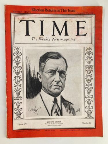 Primary image for VTG Time Magazine November 10 1930 Vol 16 No. 19 Lawyer Jouett Shouse