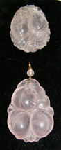 ANTIQUE/VINTAGE Lot Of 2 Chinese Carved Rose Quartz Amulet Pendants+Ring w/ Bead - £61.84 GBP