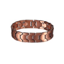 Wristband Magnetic Pure Copper Bracelet Male 18mm Wide Football Pattern Copper M - £26.66 GBP