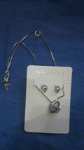 Fashion Jewelry - Heart Shaped Necklace &amp; Earrings Set - Abt. 18&quot; Chain - £3.75 GBP