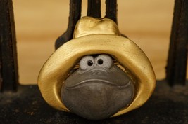 Vintage Costume Jewelry Hillbilly Frog Two Tone Metal Bolo Tie Pendant Clasp - £15.49 GBP