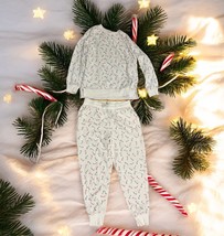 Colsie Lounge sweatsuit Set Womens Medium Top &amp; pants Candy Cane red gre... - $29.69