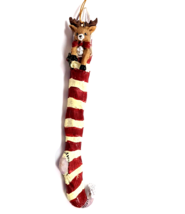Christmas Ornament Reindeer Stocking Stuffers &amp; Red Striped Elf&#39;s Stocking resin - £7.91 GBP