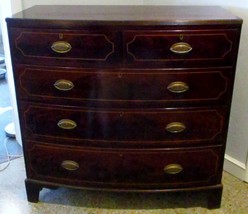 Early 20th Century Federal Flame Mahogany Five Drawer Chest with Inlay and Key  - £1,596.20 GBP