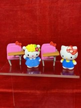 2 Hello Kitty 2014 Sanrio 2&quot; Figure Toys in School Desk Removable - £7.85 GBP