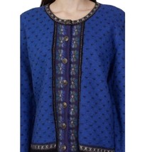 Tally Ho Vintage Cardigan Bavarian Blue Wool Button Up Sweater Small Petite SP - £21.04 GBP