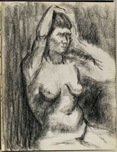 Vintage Graphite Pencil Drawing on Paper Mid Century Nude Study  - $74.24