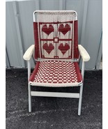 Vintage 1960’s Hand Weaves Portable Folding Chair 1 Of A Kind w/ Knitted... - £27.08 GBP