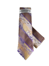 Stacy Adams Men&#39;s Tie &amp; Hanky Champagne Lilac Purple Ivory Paisley 3.25&quot;... - £16.98 GBP