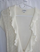 SIONI OFF WHITE SHORT SLEEVE RUFFLE FRONT SWEATER SIZE MED #8321 - £6.47 GBP