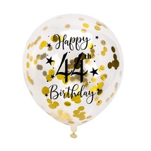 Gold 44Th Confetti Latex Balloons, Woman Or Man Happy 44 Years Birthday ... - $23.99