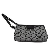 Nine West Wristlet Zipper Closer Black Silver purse Coin Party Travel - £8.32 GBP