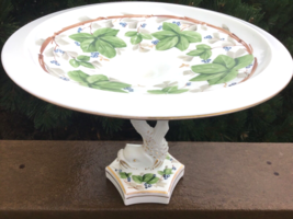 Westmoreland Charelton Decorated Milk Glass Dolphin Compote Large Size Rare - £67.26 GBP