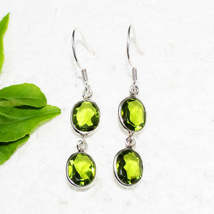 GREEN PERIDOT Gemstone Earrings, Birthstone Earrings, 925 Sterling Silver Earrin - £27.14 GBP