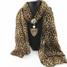 Ashion rhinestone leopard head pendant leopard scarf necklace for women new neckerchief thumb200